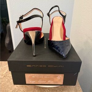 Navy and Red Stiletto Heels